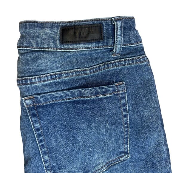 Kenneth Cole Blue Denim Raw Edge Button Fly Cropped Jeans Size 8 - Picture 3 of 7